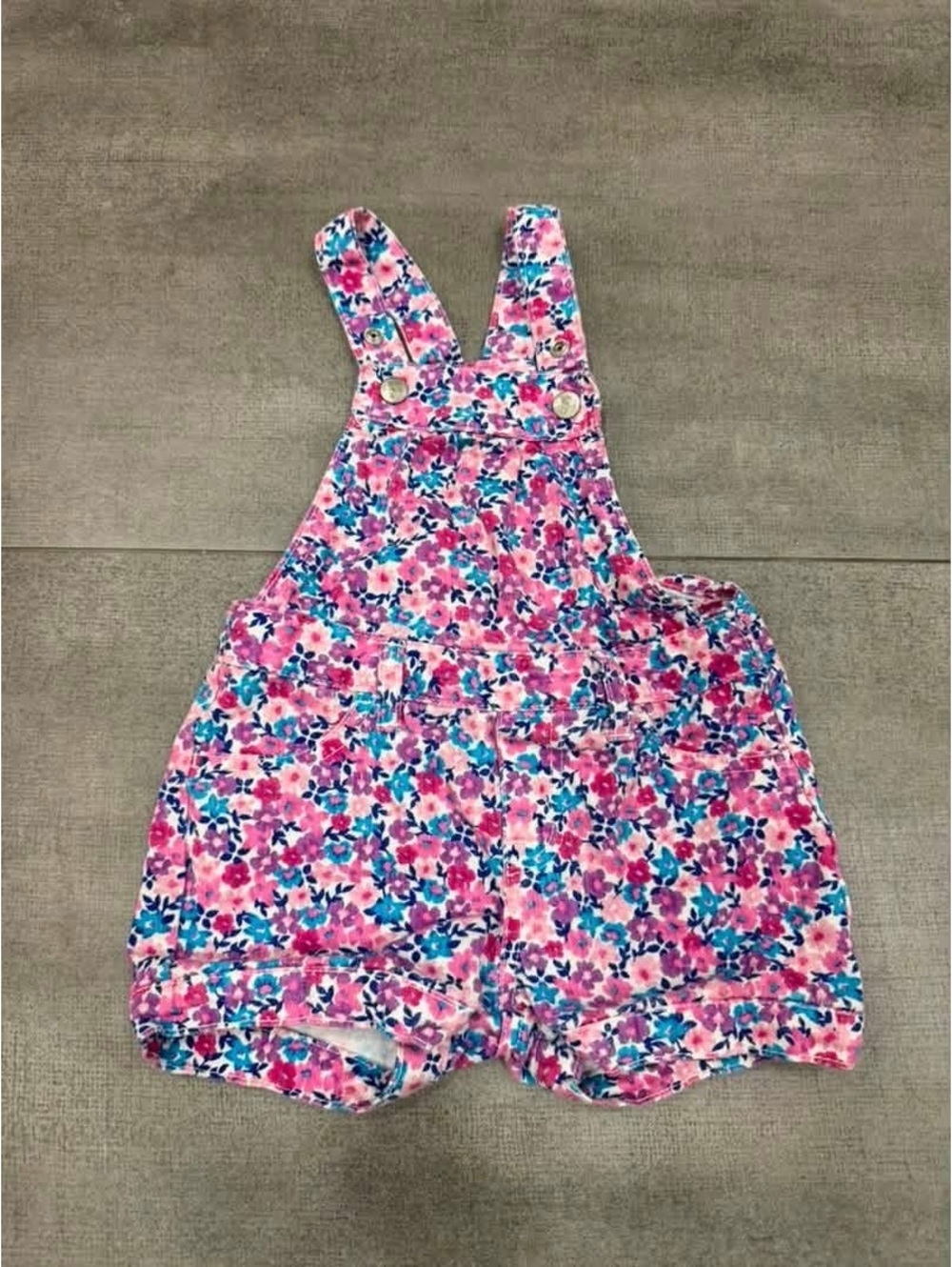 3T • The Children's Place Girls Floral Denim Short Overalls Pink Purple Blue